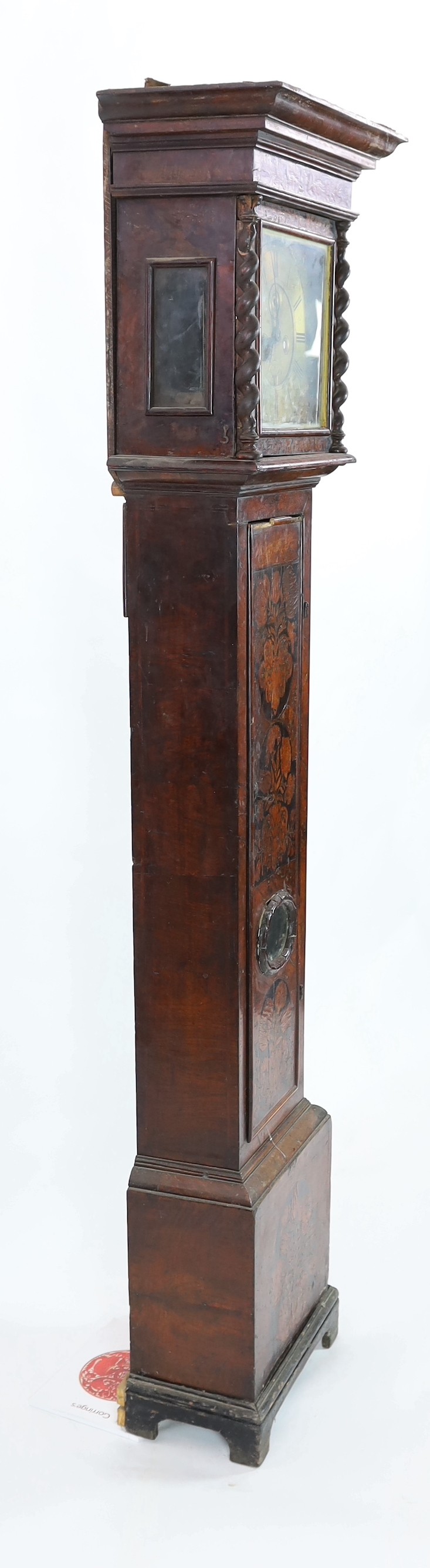 A William and Mary floral marquetry and walnut eight day longcase clock, 52cm wide, 208cm high